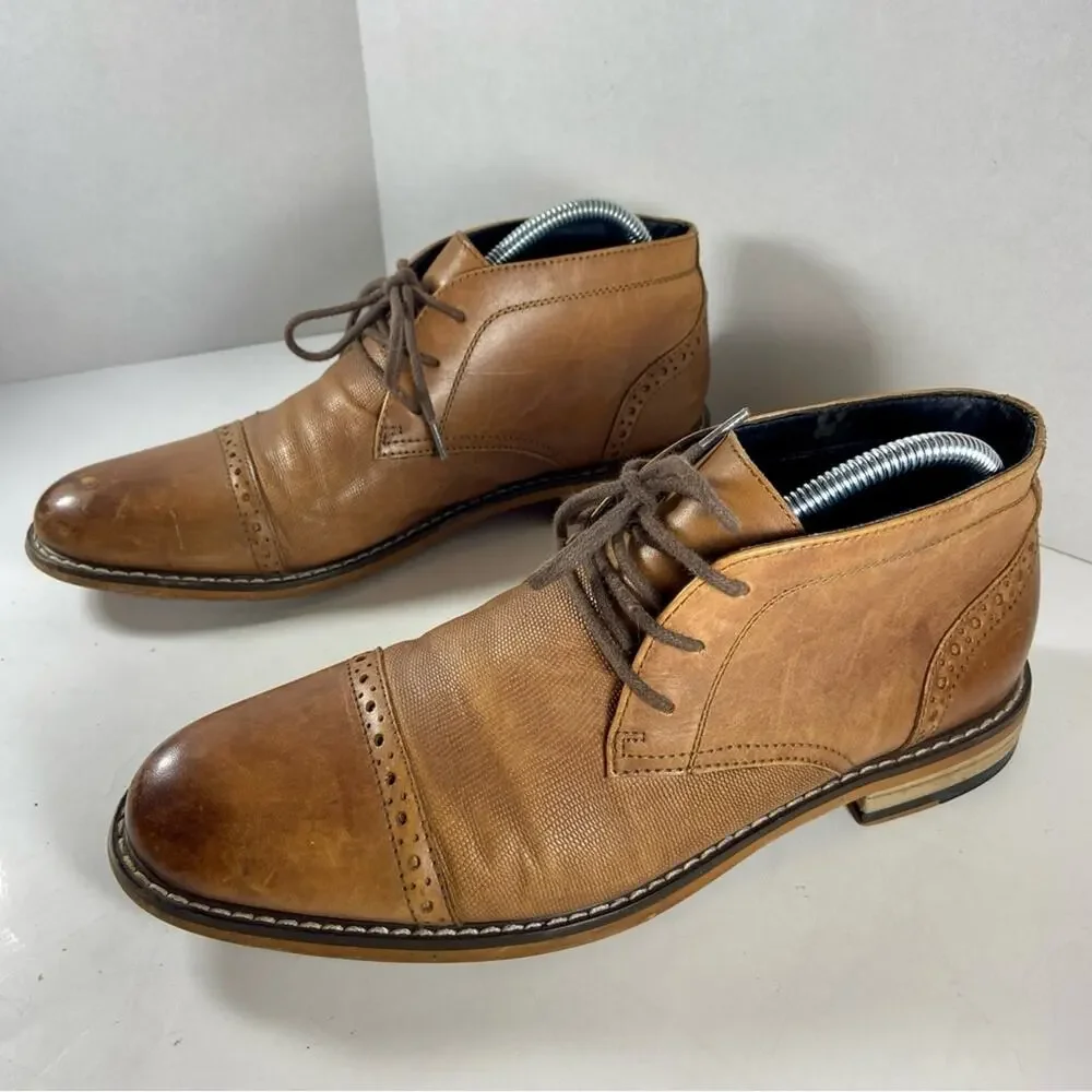 BAR III men’s tan leather lace up chukka Oxford boots classic dress shoes office
